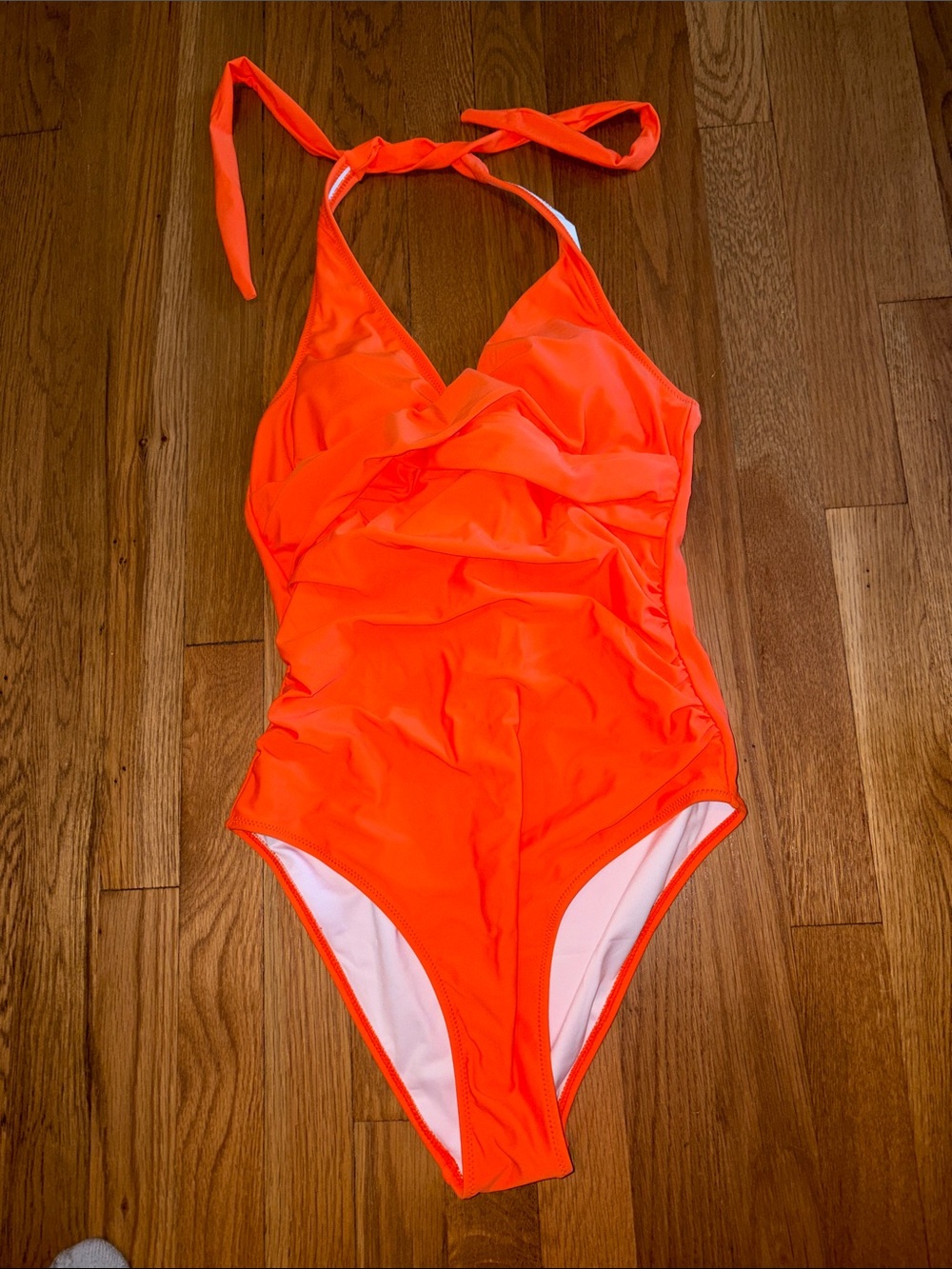 Women’s Neon Orange One-Piece Halter Swimsuit